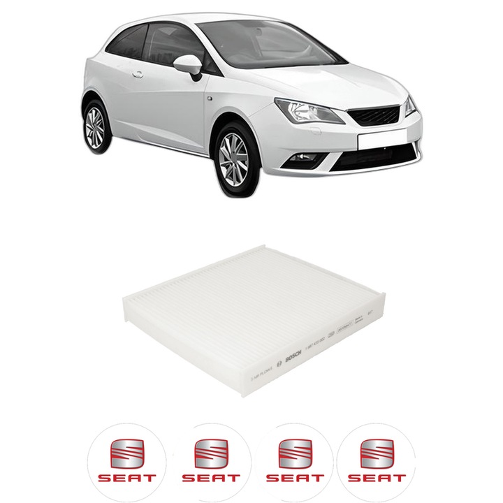 Filtru habitaclu polen SEAT IBIZA IV SC (6J1, 6P5) 2.0 TDI din 2010-2015 KW 105 CP 143 CMC 1968, Auto, Bosch, 4x Stickere auto cu SEAT