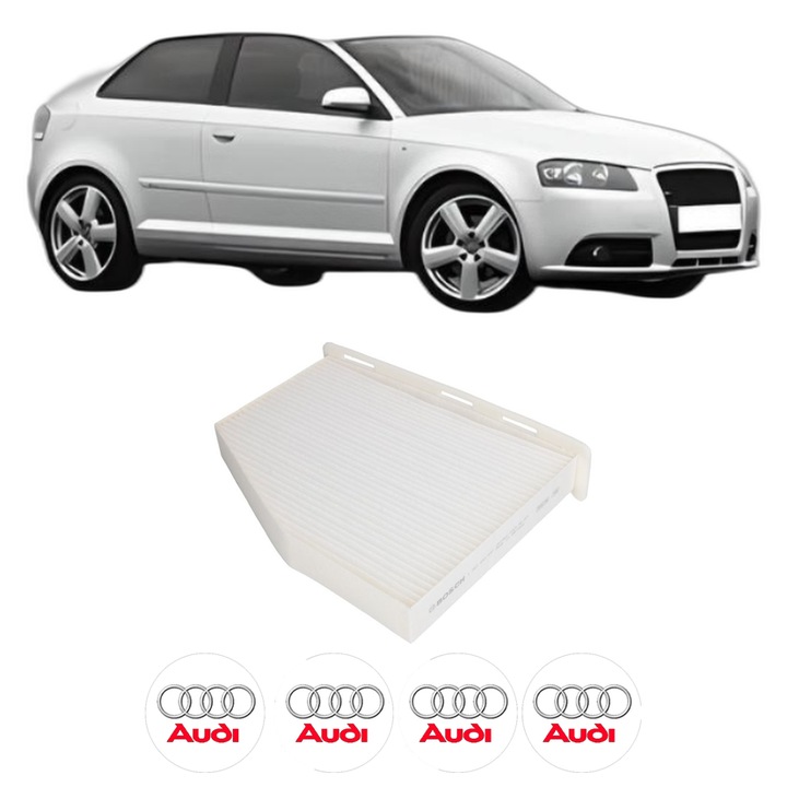 Filtru habitaclu polen AUDI A3 (8P1) 1.2 TSI din 2010-2012 KW 77 CP 105 CMC 1197, Auto, Bosch, 4x Stickere auto cu AUDI