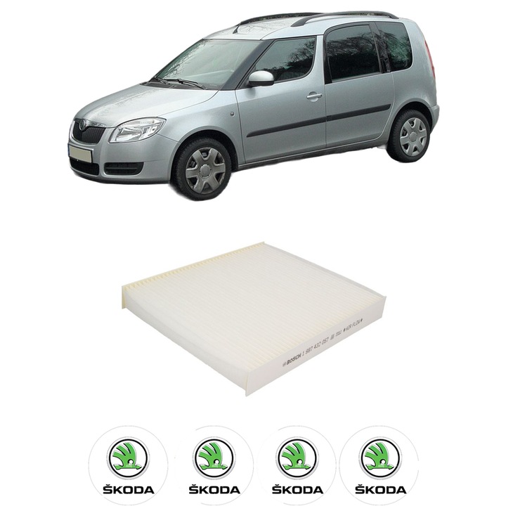 Filtru habitaclu polen SKODA ROOMSTER Praktik (5J) 1.4 TDI din 2007-2010 KW 59 CP 80 CMC 1422, Auto, Bosch, 4x Stickere auto cu SKODA