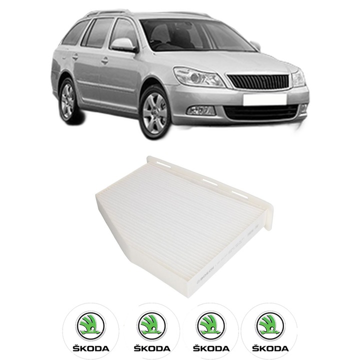 Filtru habitaclu polen SKODA OCTAVIA II Combi (1Z5) 1.2 TSI din 2010-2013 KW 77 CP 105 CMC 1197, Auto, Bosch, 4x Stickere auto cu SKODA