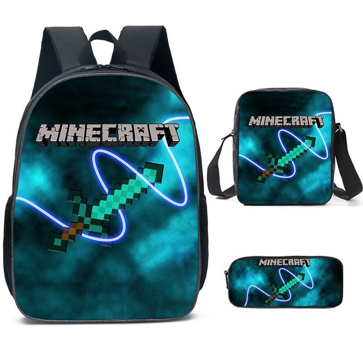 Раница HERUSI Minecraft комплект 3 части, водоустойчива, 17 инча, унисекс