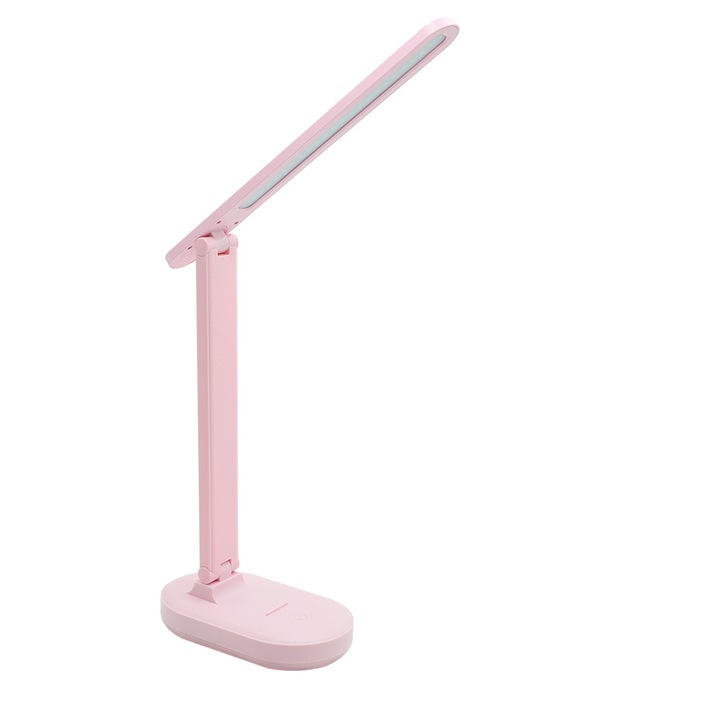 Lampa de birou HERUSI Sakura roz, LED, reglabila, incarcare USB, protectie ochi, 24x25.5x13.5cm
