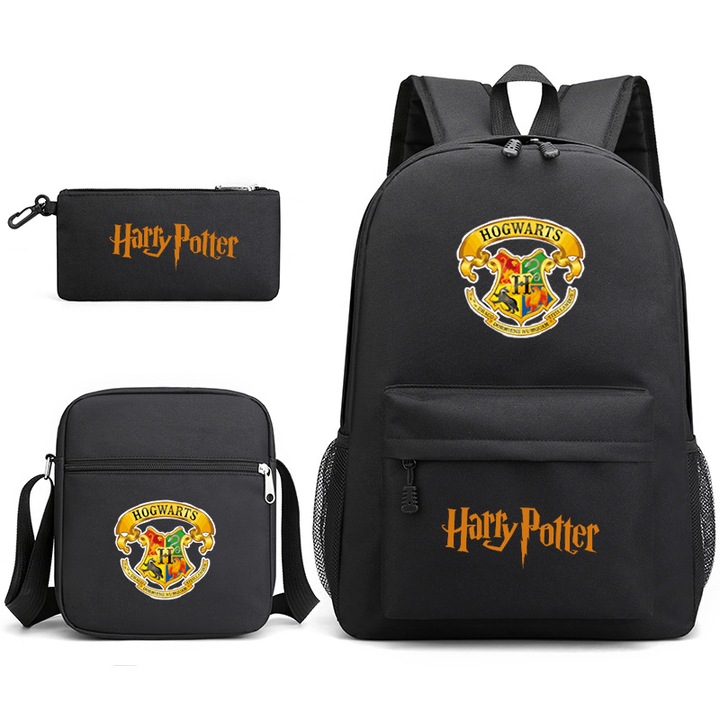 Herusi Harry Potter fekete iskolatáska szett gyerekeknek 31x13x44cm 3 darabos