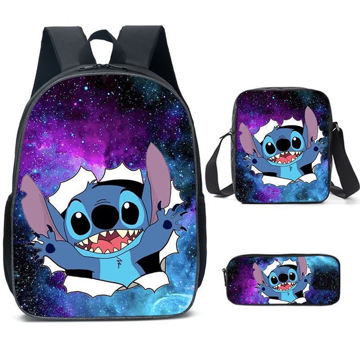 HERUSI Stitch anime több színű iskolai 3 részes hátizsák szett 10