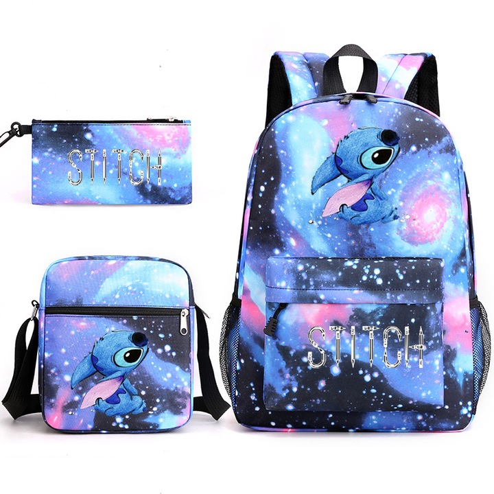 Унисекс раница HERUSI Lilo & Stitch, 20-35L, синя, водоустойчива, дишаща