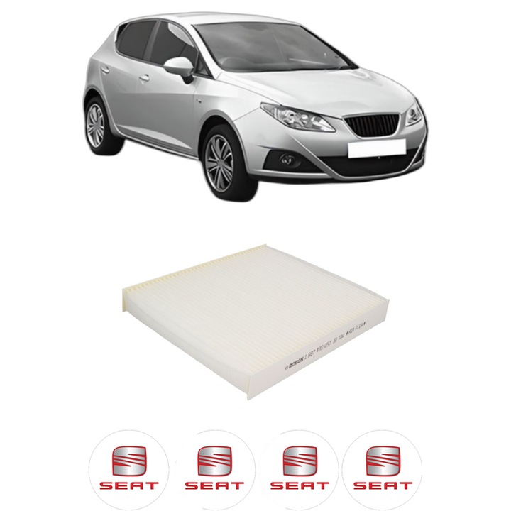 Filtru habitaclu polen SEAT IBIZA IV (6J5, 6P1) 2 din 2008-2015 KW 85 CP 115 CMC 1984, Auto, Bosch, 4x Stickere auto cu SEAT