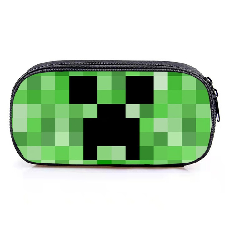 Penar HERUSI Minecraft, organizator rechizite, 21.5x10x5cm, poliester, albastru
