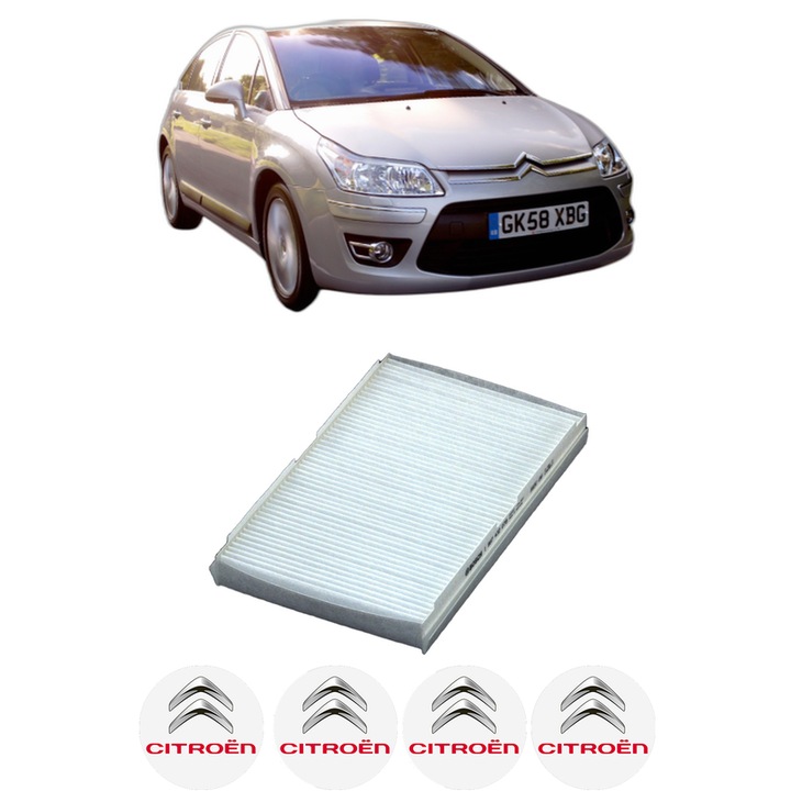 Filtru habitaclu polen CITROEN C4 II (NC_) 1.4 VTi 95 (NC8FP0) din 2009-2015 KW 70 CP 95 CMC 1397, Auto, Bosch, 4x Stickere auto cu CITROEN