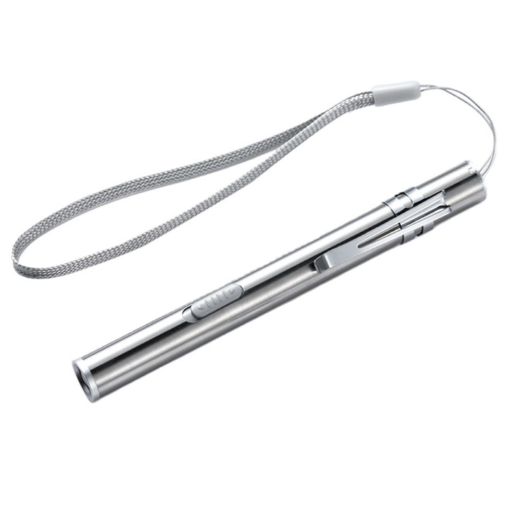 Set 3 lanterne medicale HERUSI, LED, USB reincarcabil, inox, 30g