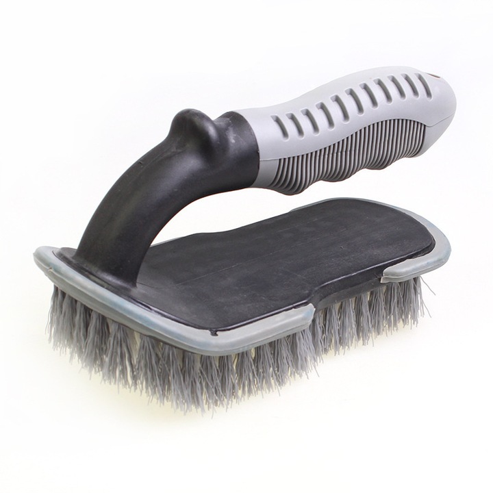 Perie curatare auto HERUSI plastic peri artificiali negru gri alb 20x9x9.5cm