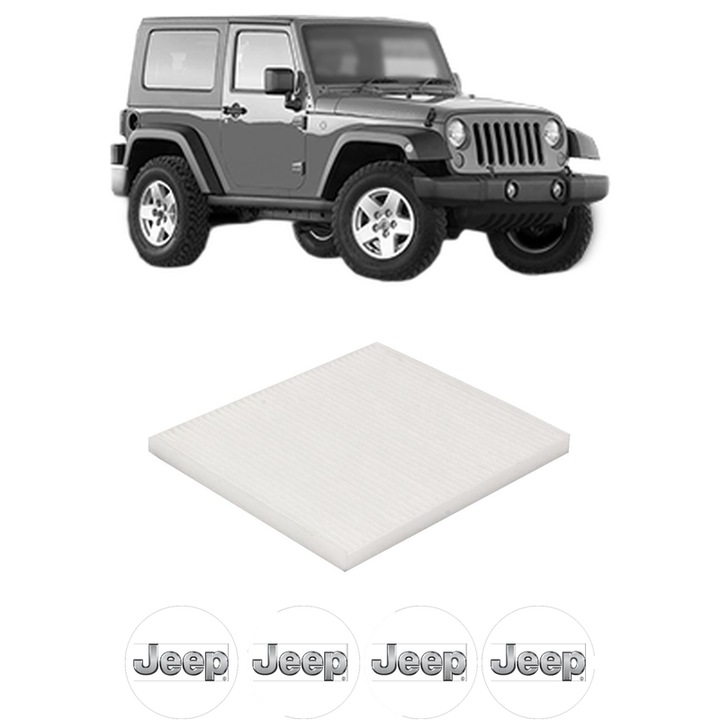 Filtru habitaclu polen JEEP WRANGLER III (JK) 2.8 CRD din 2007 KW 130 CP 177 CMC 2777, Auto, Bosch, 4x Stickere auto cu JEEP