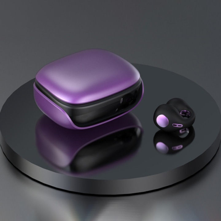 Casti wireless HERUSI JX80, conductie osoasa, violet, usoare, Bluetooth 5.3