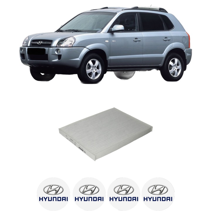 Filtru habitaclu polen HYUNDAI TUCSON (JM) 2.0 CRDi All-wheel Drive din 2007-2010 KW 88 CP 120 CMC 1991, Auto, Bosch, 4x Stickere auto cu HYUNDAI