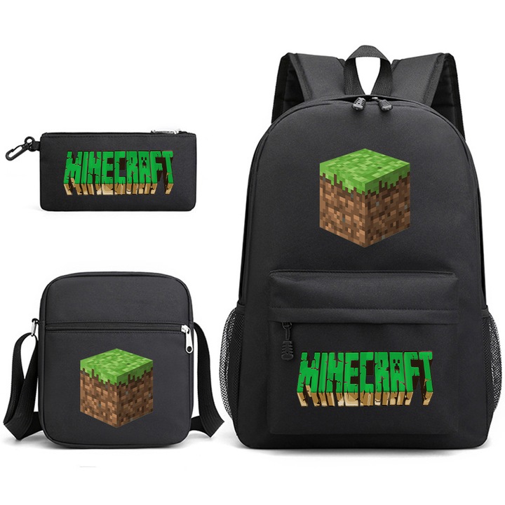 Комплект раница, чанта за рамо и несесер Minecraft многоцветен 31x13x44cm 19x6x22cm 20x10.5cm