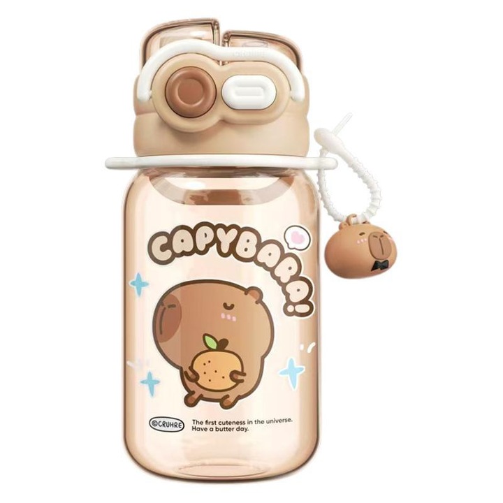 Бутилка за вода с дизайн на капибара, 600 мл, 8.2x18.3см