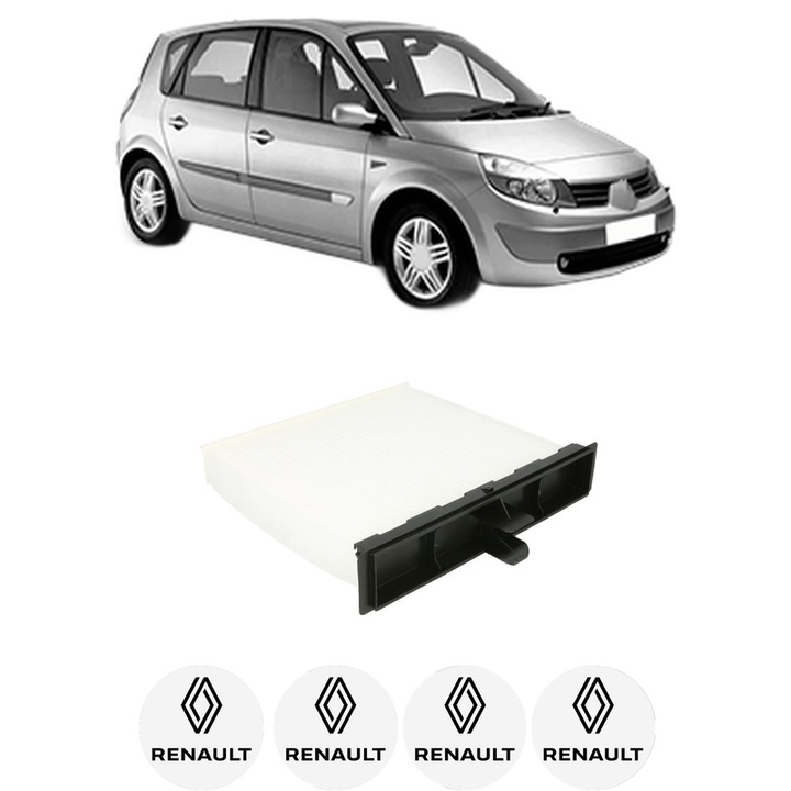 Filtru habitaclu polen RENAULT SCENIC II (JM0/1_) 1.9 dCi din 2003-2008 KW 92 CP 125 CMC 1870, Auto, Bosch, 4x Stickere auto cu RENAULT
