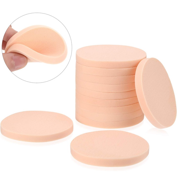 Set 12 bureti machiaj HERUSI rotunzi, flexibili, piele, 5.5x0.6cm