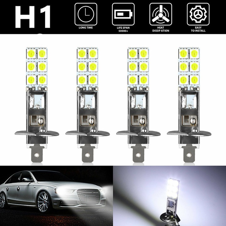 Bec auto HERUSI LED H1 12SMD 5050 alb