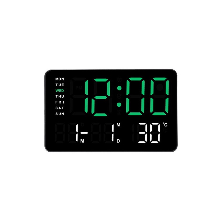 Ceas digital HERUSI GH0722 LED verde multifunctional