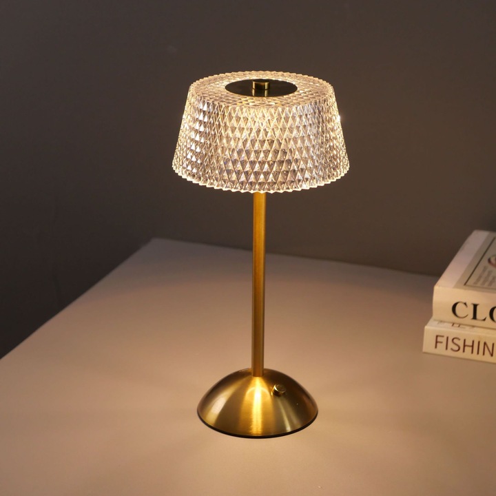 Lampa de masa LED HERUSI, reincarcabila, 3 culori, 2000mAh, portabila, alba, 400g