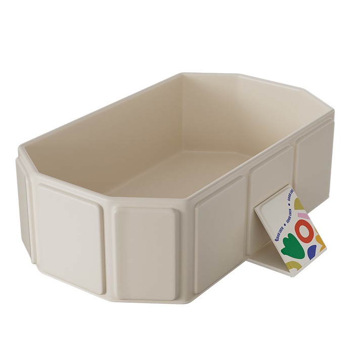 Сгъваема вана за бебета, с дренажен клапан, преносим дизайн, стабилна и компактна, 0-6 години, бежова