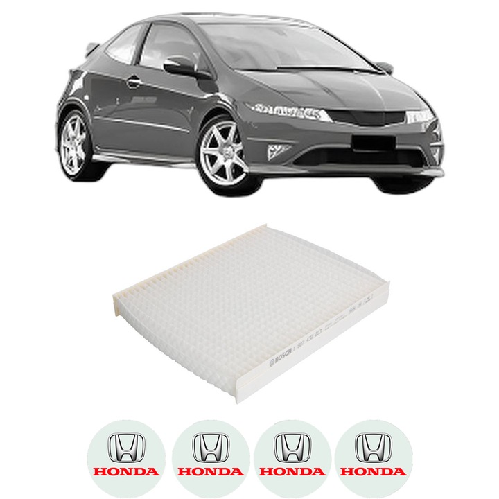 Filtru habitaclu polen HONDA CIVIC VIII Hatchback (FN, FK) 1.4 (FK1) din 2005-2008 KW 61 CP 83 CMC 1339, Auto, Bosch, 4x Stickere auto cu HONDA