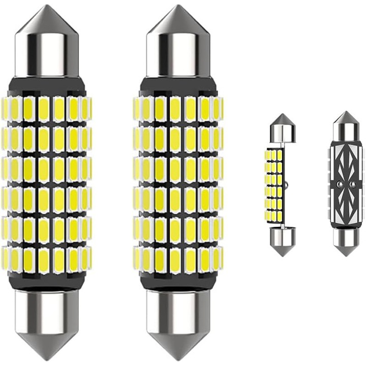 Bec interior auto HERUSI 41mm 54SMD 6500K alb 12V 3W set 2 buc