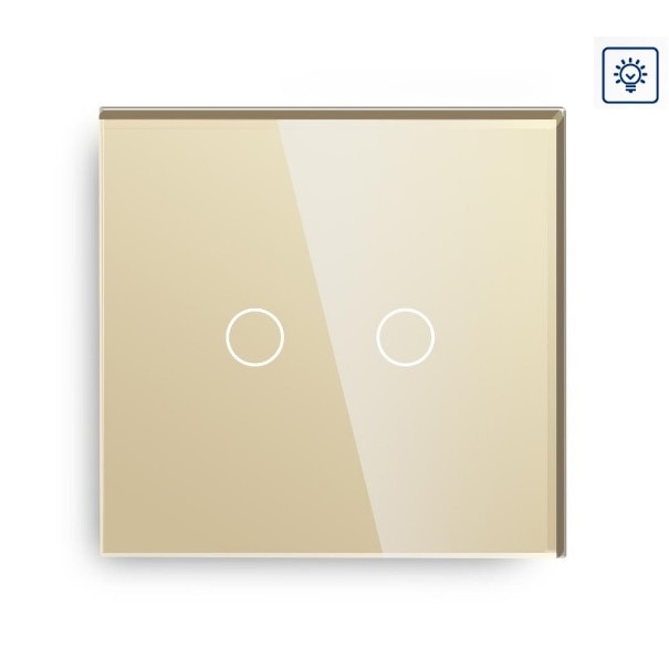 Intrerupator tactil dublu cu variator de tensiunel M1, Auriu