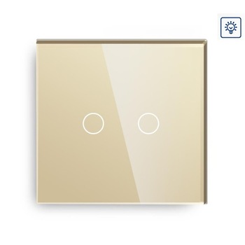 Intrerupator tactil dublu cu variator de tensiunel M1, Auriu Intrerupator tactil dublu cu variator de tensiunel M1, Auriu