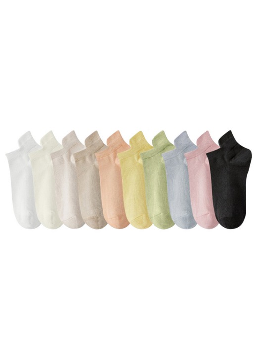 Un set de 10 perechi de sosete, sosete din bumbac pentru femei Omelivon®, Ear-lift design, respirabile si confortabile, potrivite pentru sport, timp liber, afaceri, diverse culori