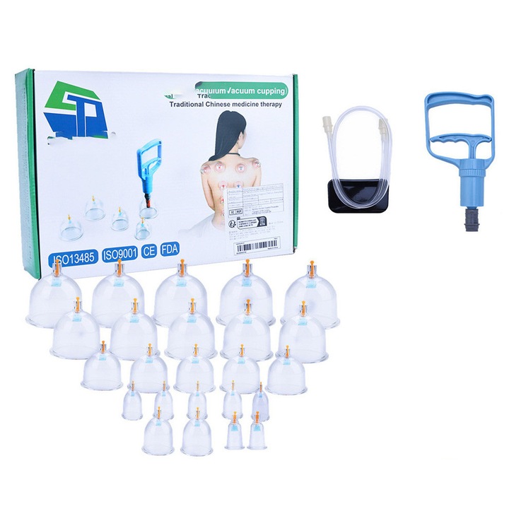 Set ventuze masaj SUNNYYDS, mecanic, silicon, pompa, corp, uz casnic