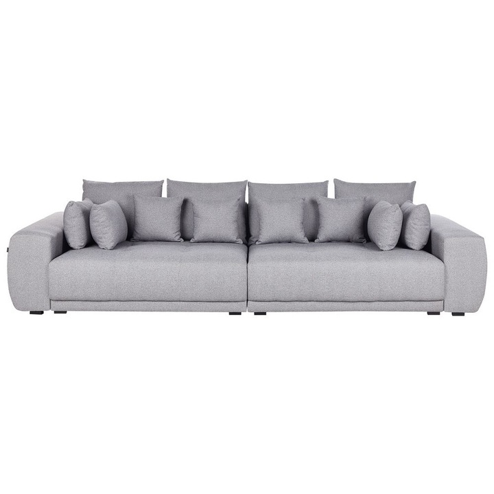 Canapea 4 locuri Beliani Torpo Gri, 308x136cm, tapiterie poliester, picioare lemn