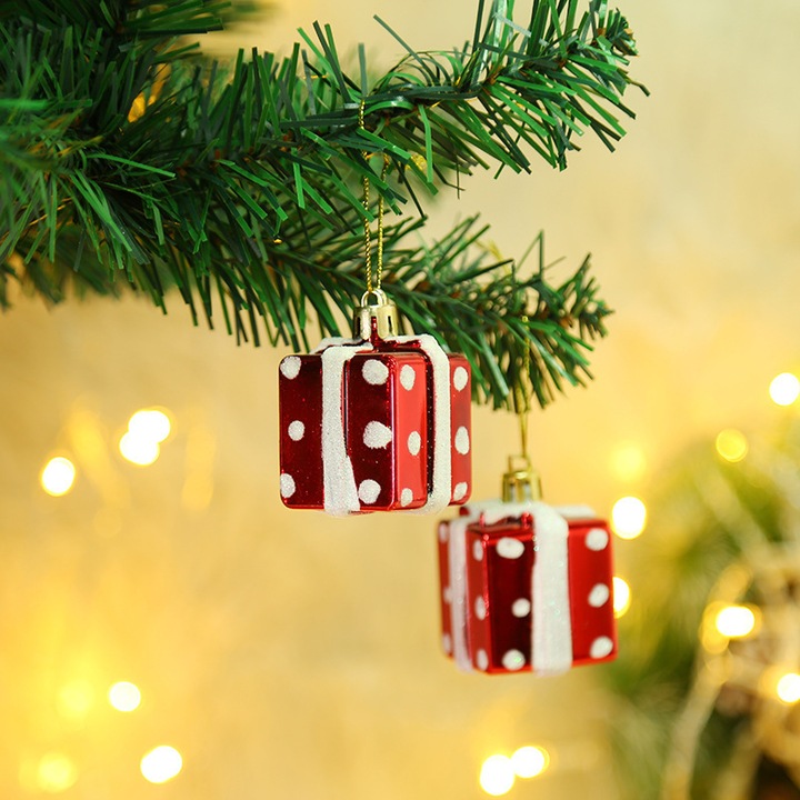 HERUSI karácsonyi gömbök, kis méretű, többszínű díszítő szett