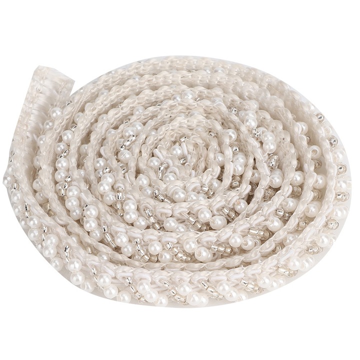 Banda decorativa perla HERUSI alba 1cm 1y