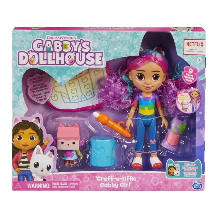 Комплект за рисуване Spin Master, Gabbys Dollhouse, включва фигурки на Габи и Бебе Кутица, многоцветен