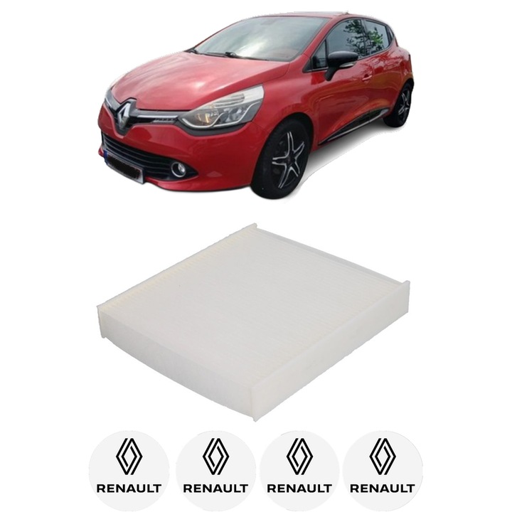 Filtru habitaclu polen RENAULT CLIO IV (BH_) 0.9 TCe 90 (BHNF, BHMA, BHMH, BHJK, BHJR) din 2012-2021 KW 66 CP 90 CMC 898, Auto, Bosch, 4x Stickere auto cu RENAULT