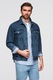 OMBRE, Jacheta din denim cu buzunare frontale, Petrol, L