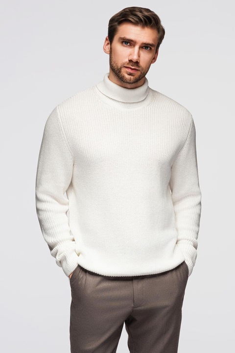 OMBRE Garbó Pulóver, Pamut, Fehér, 2XL