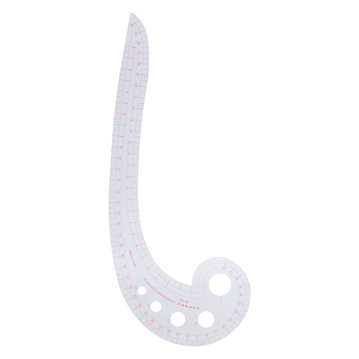Извита линийка HERUSI, прозрачна пластмасова, гъвкава, 30см