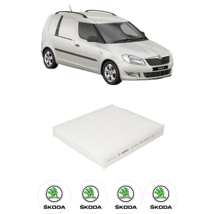 Filtru habitaclu polen SKODA FABIA II Praktik (545) TDI din 2013-2014 KW 55 CP 75 CMC 1598, Auto, Bosch, 4x Stickere auto cu SKODA