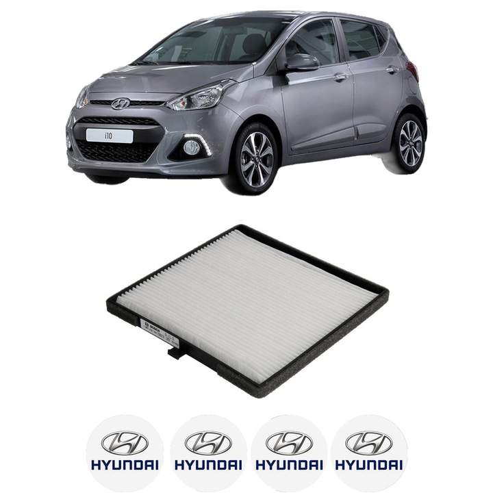 Filtru habitaclu polen HYUNDAI i10 II (BA, IA) 1.2 din 2013-2019 KW 64 CP 87 CMC 1248, Auto, Bosch, 4x Stickere auto cu HYUNDAI