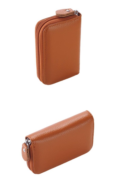 Дамско портмоне, светлокафяво, от естествена кожа, с RFID технология, универсален размер