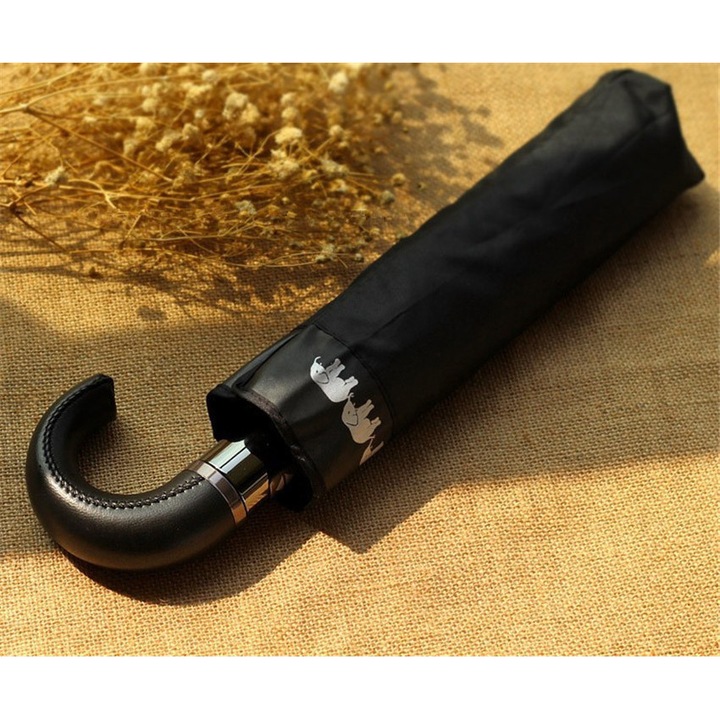 Мъжки чадър, автоматичен, изключително голям, черен, сгъваем дизайн, издръжлив материал