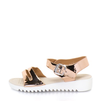 Sandale cu doua barete si talpa joasa, Release, Piele sintetica, Auriu Sandale cu doua barete si talpa joasa, Release, Piele sintetica, Auriu