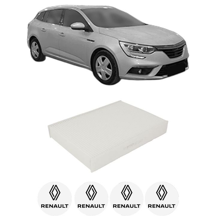 Filtru habitaclu polen RENAULT MEGANE IV Grandtour (K9A/M/N_) 1.5 dCi 110 din 2016 KW 81 CP 110 CMC 1461, Auto, Bosch, 4x Stickere auto cu RENAULT
