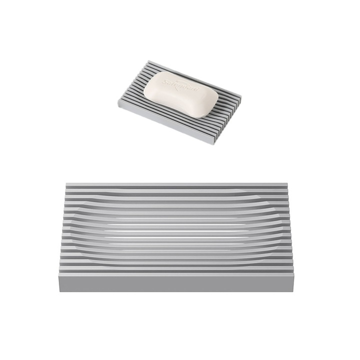 Поставка за сапун, Силикон, 14.2x 8.4 x 1.6 см, Сив