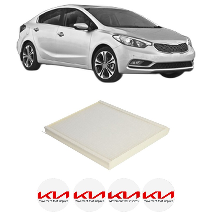 Filtru habitaclu polen KIA CERATO III Saloon (YD) 1.6 MPi din 2013-2017 KW 96 CP 130 CMC 1591, Auto, Bosch, 4x Stickere auto cu KIA