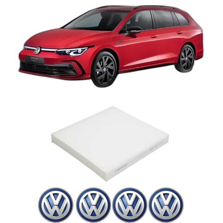 Filtru habitaclu polen Volkswagen GOLF VIII Variant (CG5, DB5) 2.0 TSI R 4motion din 2021 KW 235 CP 320 CMC 1984, Auto, Bosch, 4x Stickere auto cu Volkswagen