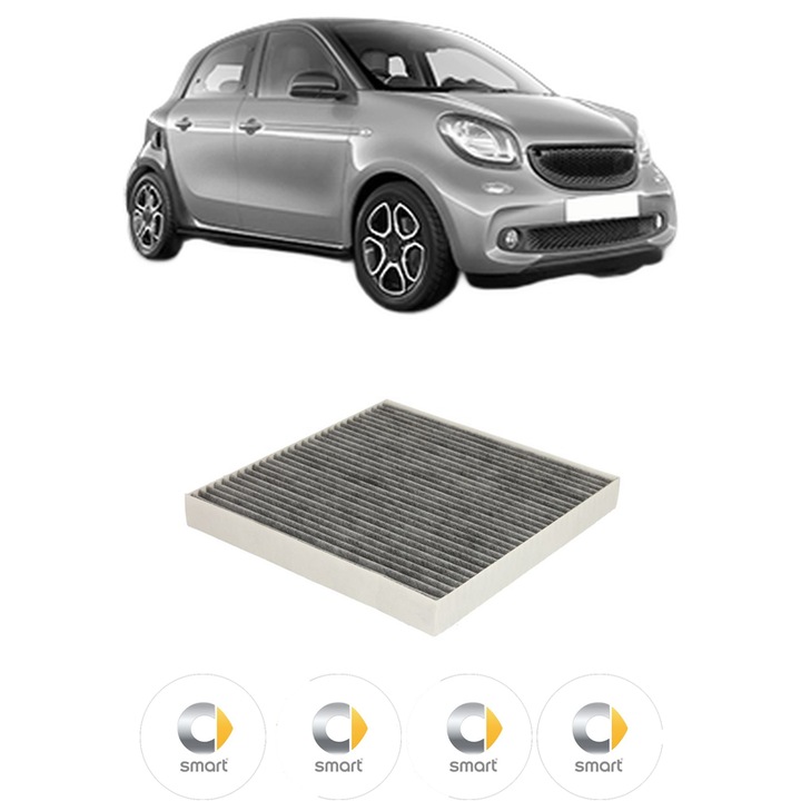 Filtru habitaclu polen Carbon SMART FORFOUR Hatchback (453) 0.9 (453.044, 453.053) din 2014 KW 66 CP 90 CMC 898, Auto, Bosch, 4x Stickere auto cu SMART