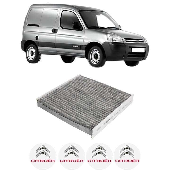 Filtru habitaclu polen Carbon CITROEN BERLINGO / BERLINGO FIRST Box Body/MPV (M_) 1.9 D (MBDJY) din 1996-2003 KW 51 CP 70 CMC 1905, Auto, Bosch, 4x Stickere auto cu CITROEN